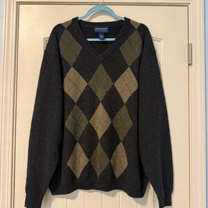 DAVIS&SQUIRE Men’s 100% 2 Ply Cashmere V-neck Pullover Sweater‎ Gray Size XXL